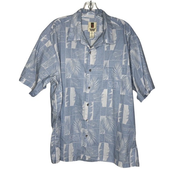 Tori Richard Shirt Mens Large Blue White CPCU Society Button Up Hawaiian Shirt - Picture 2 of 8